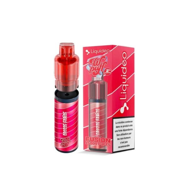 Wpuff Fusion 15000  Liquideo : 20 mg, Saveur : Grosse Fraise